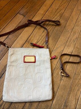 Marc by Marc Jacobs Cream Embossed Crossbody with Brown Strap and extra strap